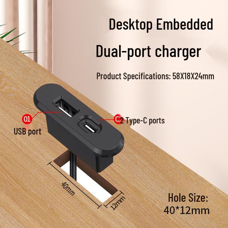 Мини Зарядное устройство для столика у дивана/кровати TYPE-C 5V 2A USB Зарядное устройство для мобильного телефона