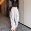 Женские повседневные брюки в стиле ретро с широкими штанинами на осень, свободные узкие прямые брюки серого цвета с высокой талией