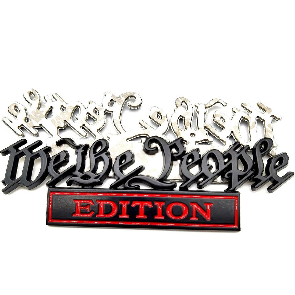 Classic We The People Edition 3D Full Metal Car Emblems Decals Labels Personalized Decoration To Highlight Yourself 2PC(Black/Red)