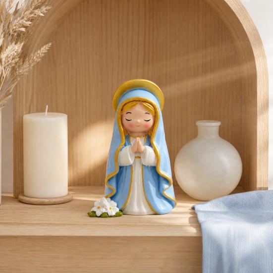 Cute Girl Resin Figurines, Mini Praying Girl Collectible Figure, Little Girl Statue Ornaments for Home Office Desktop Decor