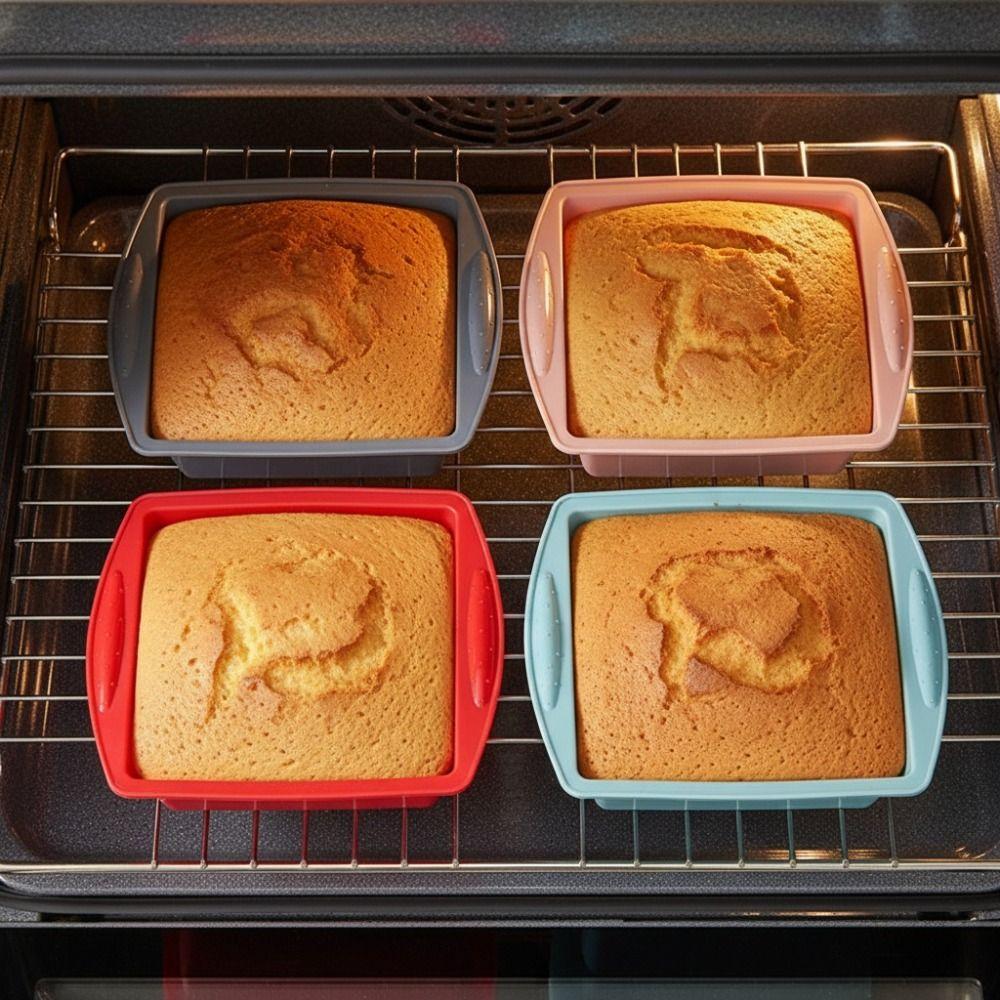 2PCS Heat Resistant Cake Baking Pan Flexible Dessert Baking Mold Multifunctional Bread Mold Oven