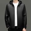 Мужская кожаная куртка с капюшоном для мужчин среднего возраста, осенне-зимняя, новая стеганая утолщенная кожаная куртка для пап среднего и пожилого возраста, повседневная кожаная куртка