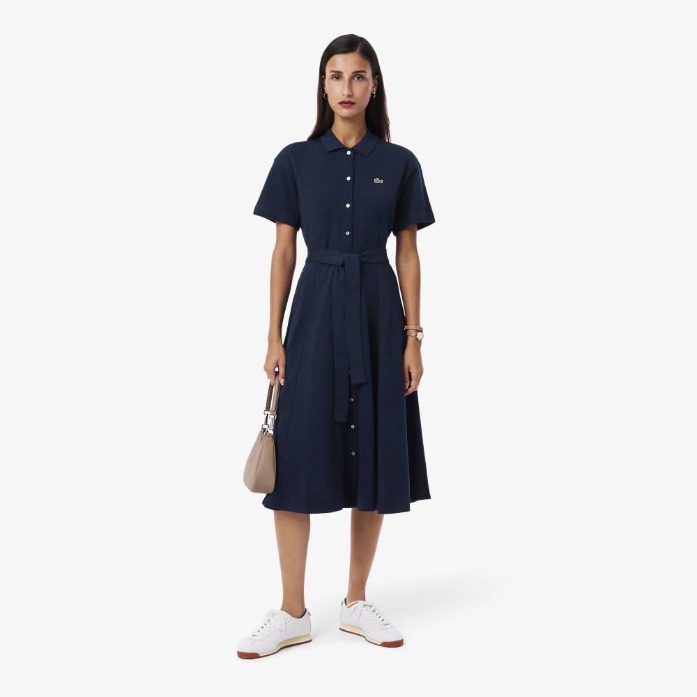Lacoste Женское платье-поло с поясом, приталенное и расклешенное EF9621-56G166