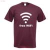Free WiFi Print T Shirt Fun Design vintage Washed streetwear Unisex Breathable fashion Slightly designer clothes Soft