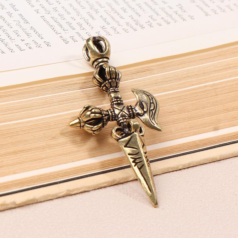 Buddhist Brass Ax Cross Vajra Pestle Diy Keychain Pendant Bracelet Necklace Decorative Handcraft Jewelry