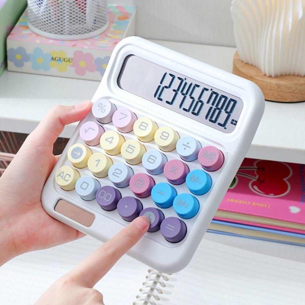 High Sensitivity Button 12 Digit Calculator Large LCD Display Candy Colored Calculator School Use