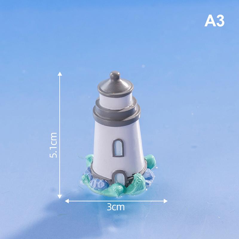 Mini Ocean Figurine Doll Garden Decor Ornament Kid Toy Miniature Landscape Ornaments Lighthouse Statue Resin Craft