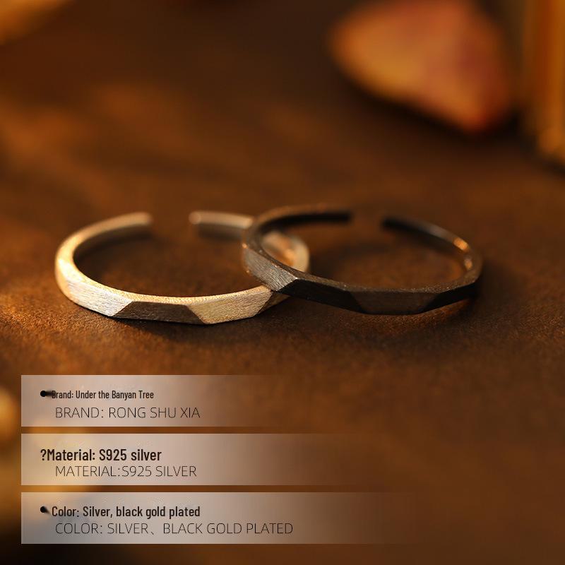Кольцо Banyan Tree S925 Silver Geometric Minimalist Open Diamond Ring для мужчин и женщин - Light Luxury Long Distance Love Gift на День святого Валентина