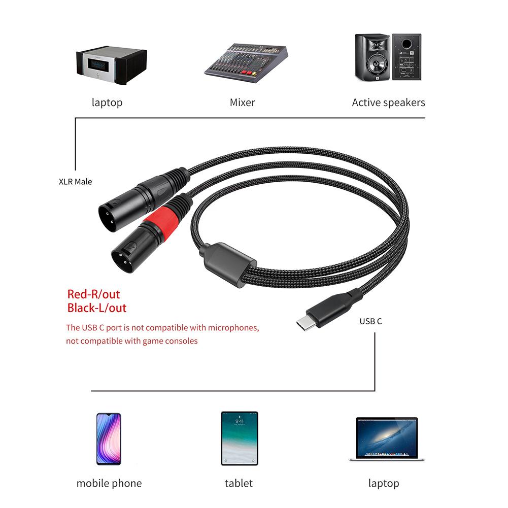 Кабель Type C на двойной XLR папа Aux Аудио кабель со встроенным чипсетом ЦАП USB C на двойной XLR папа Аудио кабель Type C на XLR папа Выход Стерео ШнурХороший продукт