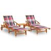 VidaXL Sun Loungers 2 Pcs with Table and Cushions Solid Acacia