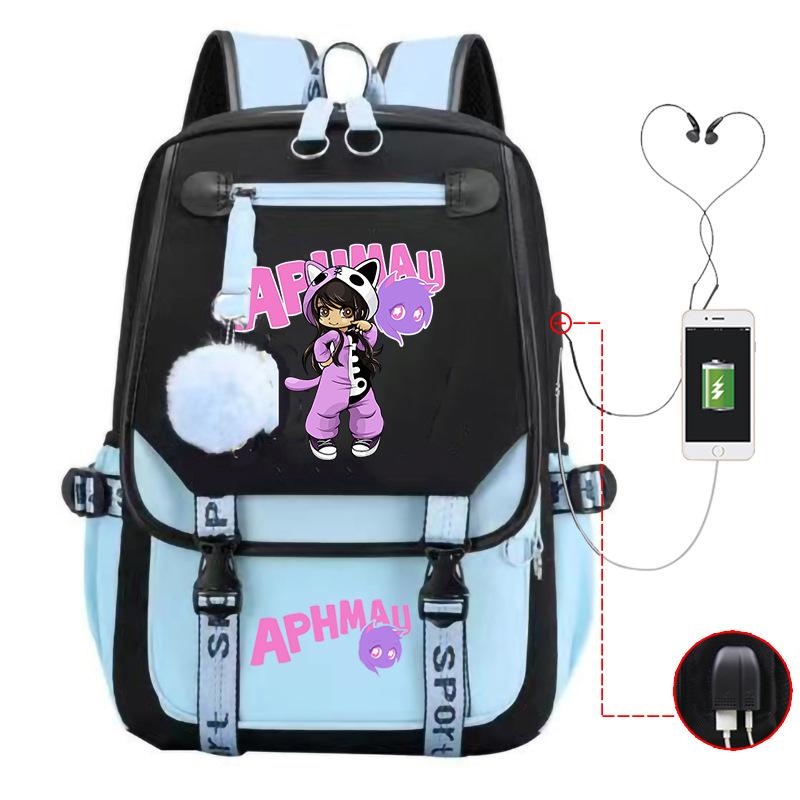 Harajuku Simple and Versatile Aphmau Junior High School Student School Bag Female Lightweight Large Capacity Middle School Student Backpack