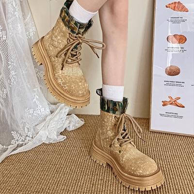 Модные ретро ботинки Мартин на толстой платформе в британском стиле, женские 2025, новые летние универсальные ботильоны, увеличивающие рост