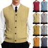 Men's V-Neck Sleeveless Knit Cardigan Vest