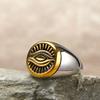 Fashion Retro Devil's Eye Men's Stainless Steel Ring Vintage Personalised Titanium Jewellery Accessories Two Colours Splicing Design Boy Finger Ring