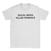 Футболка «Социальные сети убили романтику» Футболки в стиле хип-хоп с коротким рукавом Классические топы Пляжная Хлопок Круглый вырез Большой размер 5XL Одежда