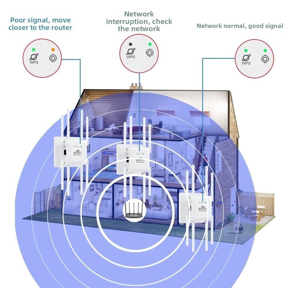 8-Antenna WiFi Extender Signal Amplification Signal Router Portable Wireless Repeater  Home