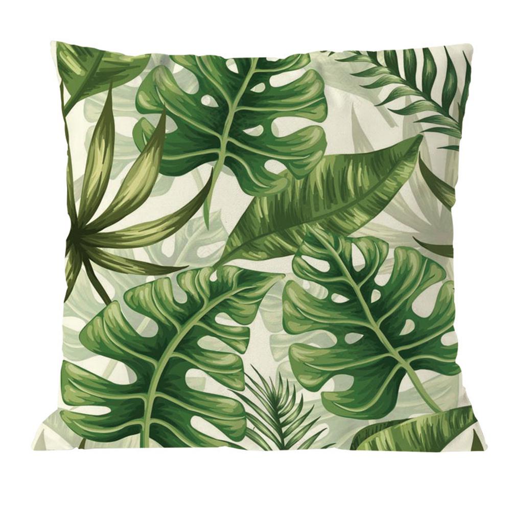 Good-4Pcs Plant Cushion Cover Tropic Tree Green Throw Pillow Cover Palm Leaf Decorative Pillows Flower Cushion Cover 45X45cm