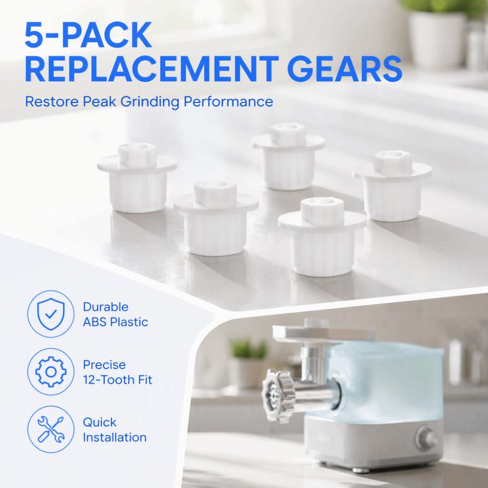 5PCS White Meat Grinder Gear ABS Mincer Gear Replacement for Zelmer A861203, 86.1203 For Home Use