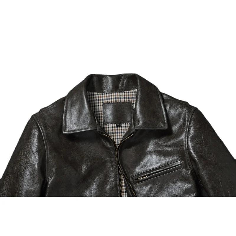 Китайский размер подлинная коровья мужская кожаная куртка мужские куртки тонкие серые коричневые воротник-стойка куртка для мужчин весна осень