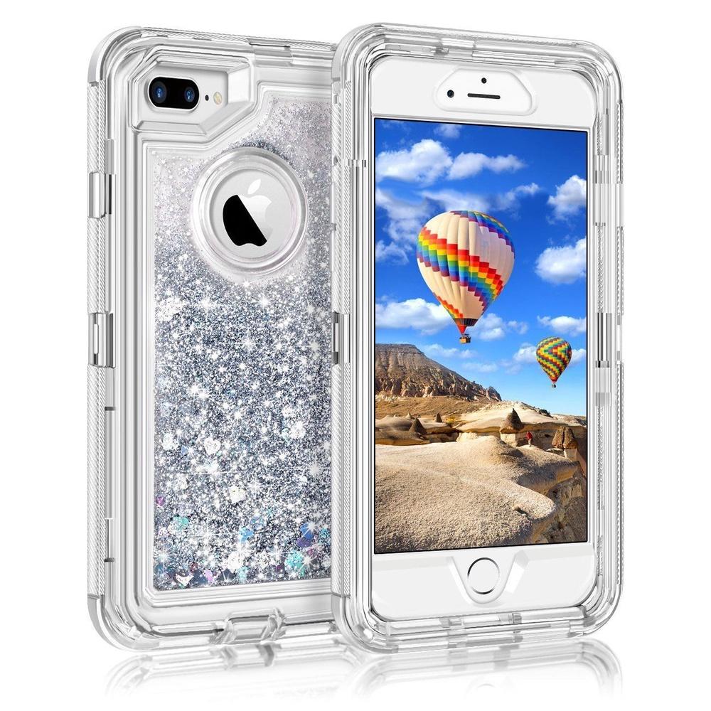 Защитный противоударный чехол Defender Shell с блестками и жидким песком для Iphone 678px