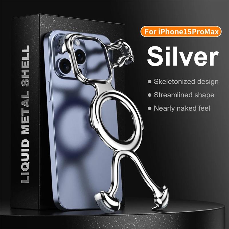 Роскошный чехол из жидкого металла с магнитным покрытием специальной формы для iPhone 16 15 14 13 Pro Max Magsafe Rimless Heat Disipation Phone Cover
