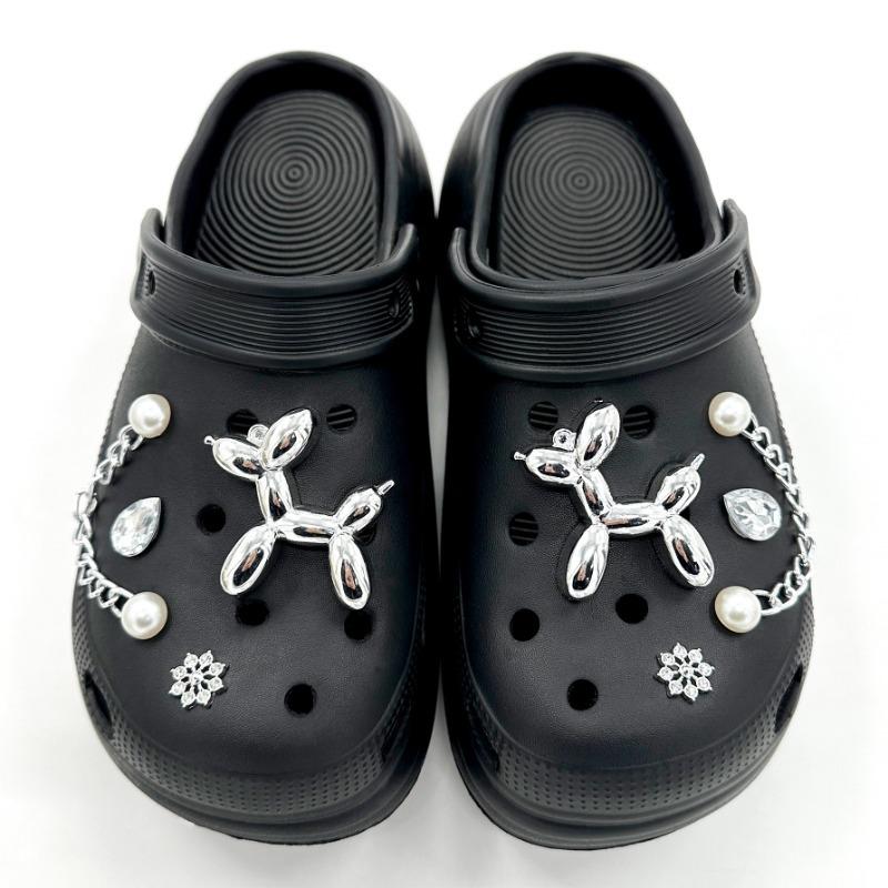 8 шт. подвеска для обуви Crocs DIY усовершенствованная серебряная бриллиантовая цепочка для обуви украшение пряжка для Croc подвески отверстия обувь аксессуары