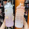 Бутылка для воды большой емкости 2000 мл с отскакивающей крышкой, градуированная ручка для чашки, матовый чайник, спортивная бутылка с градиентом, соломенная для фитнеса