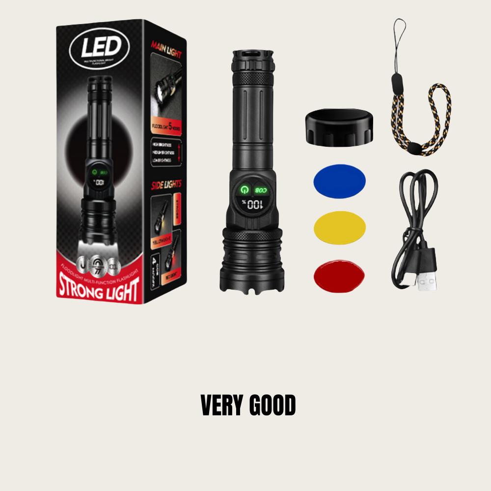 High Power LED Flashlight TYPE-C Rechargeable Aluminum Torch Outdoor Searchlight Portable Camping Light with Telescopic Zoom