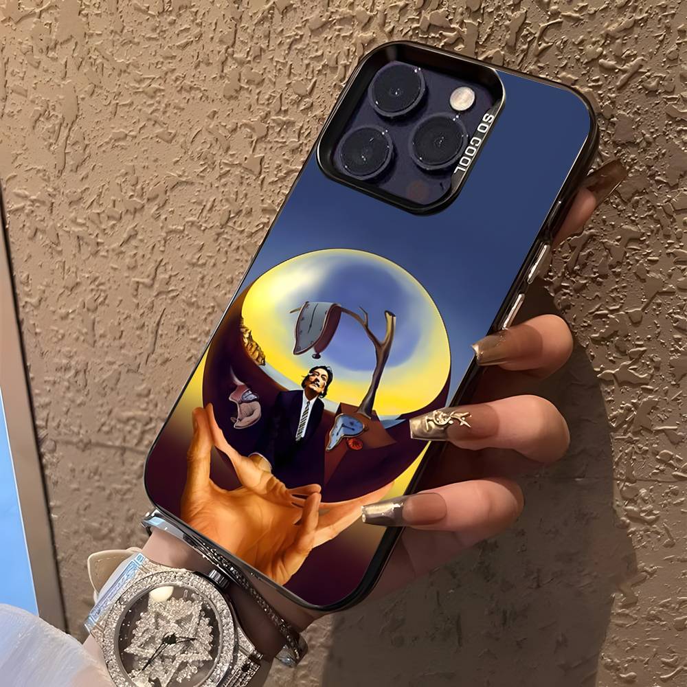 Чехол для телефона S-Salvador D-Dali Art для iPhone 16,15,14,13,12,11,Pro,XS,Max,Plus,Mini,SE Черный Конфетный Матовый Ударопрочный Чехол