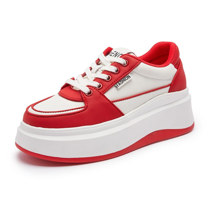 Кроссовки на платформе Женская обувь 2024 Новая весна Универсальные Увеличение Досуг Спортивная обувь Высокая (5-8 см)  Женская дизайнерская обувь