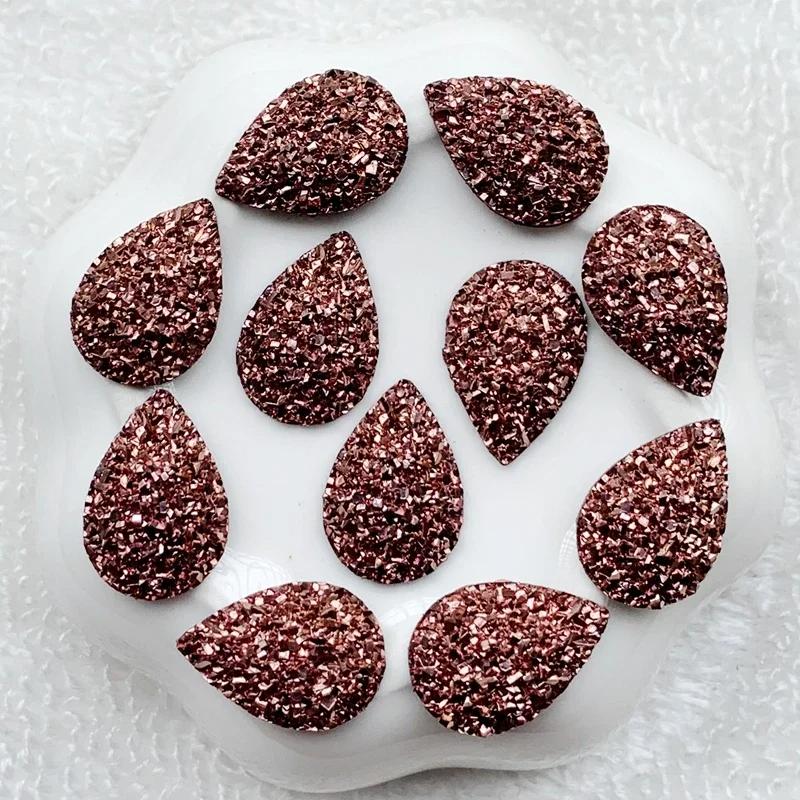 20 шт. 11,5*17 мм Кабошоны из смолы со стразами в стиле натуральной руды с плоской задней стороной для аксессуаров для браслетов и серег -HA77