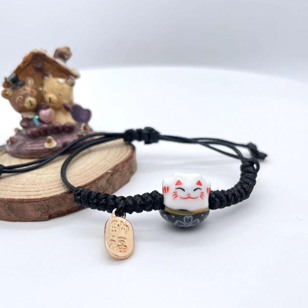 Браслет-веревочка ручной работы Манеки-неко Женский браслет на руку Креативное плетение красной веревочкой Мужской