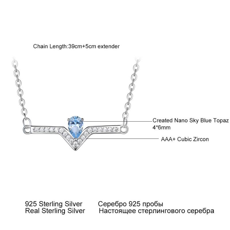 Gica Gema Стерлингового Серебра 925 пробы Синий V-образный Светлый Роскошный Классический Темперамент Ожерелье С Подвеской Для Женщин Изысканные Высококачественные Ювелирные Изделия Подарок На День Святого Валентина