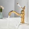 Tuqiu Gold Bathroom Faucet Total Brass Chrome Basin Faucet Cold And Hot Water Mixer Sink Tap Single Handle Deck Mounted Sink Tap