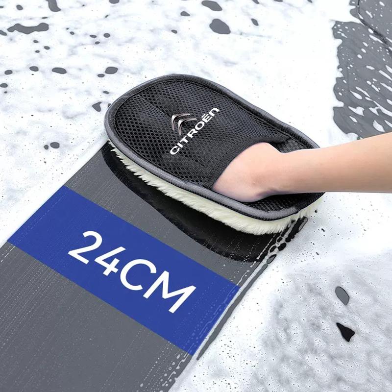 TCJH7 Car Wash Glove Wool Soft Polish Cleaning Brush Tools For Citroen C3 C5 AIRCROSS C5X C4 Cactus PICASSO e-C3 e-C4 C1 C-Crosser C6