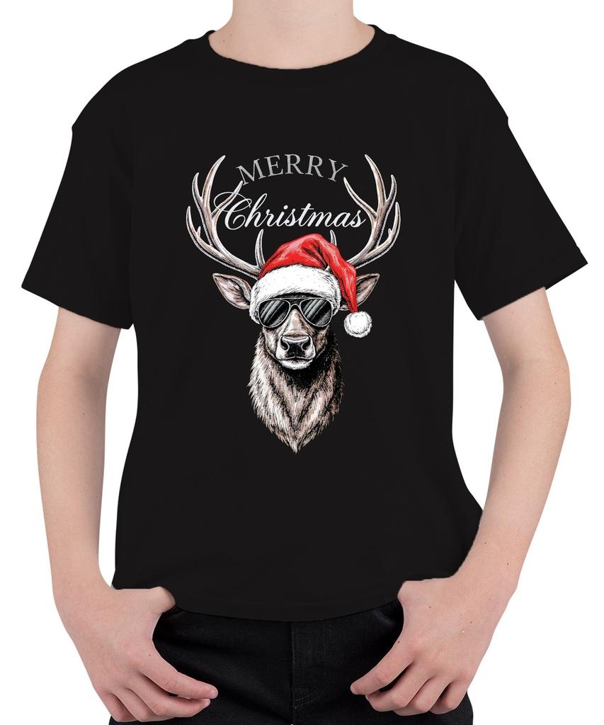Reindeer Christmas Merry Christmas Santa Hat Sunglasses Unisex Kids T