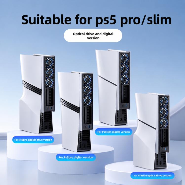 Для PS5 Pro/PS5 Slim Задний Охлаждающий Вентилятор с Контролем Температуры Тонкие Консоли с RGB-Подсветкой