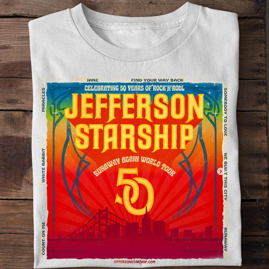 Jefferson Starship Tour 2025 Short Sleeve Unisex S to 5XL White T-shirt