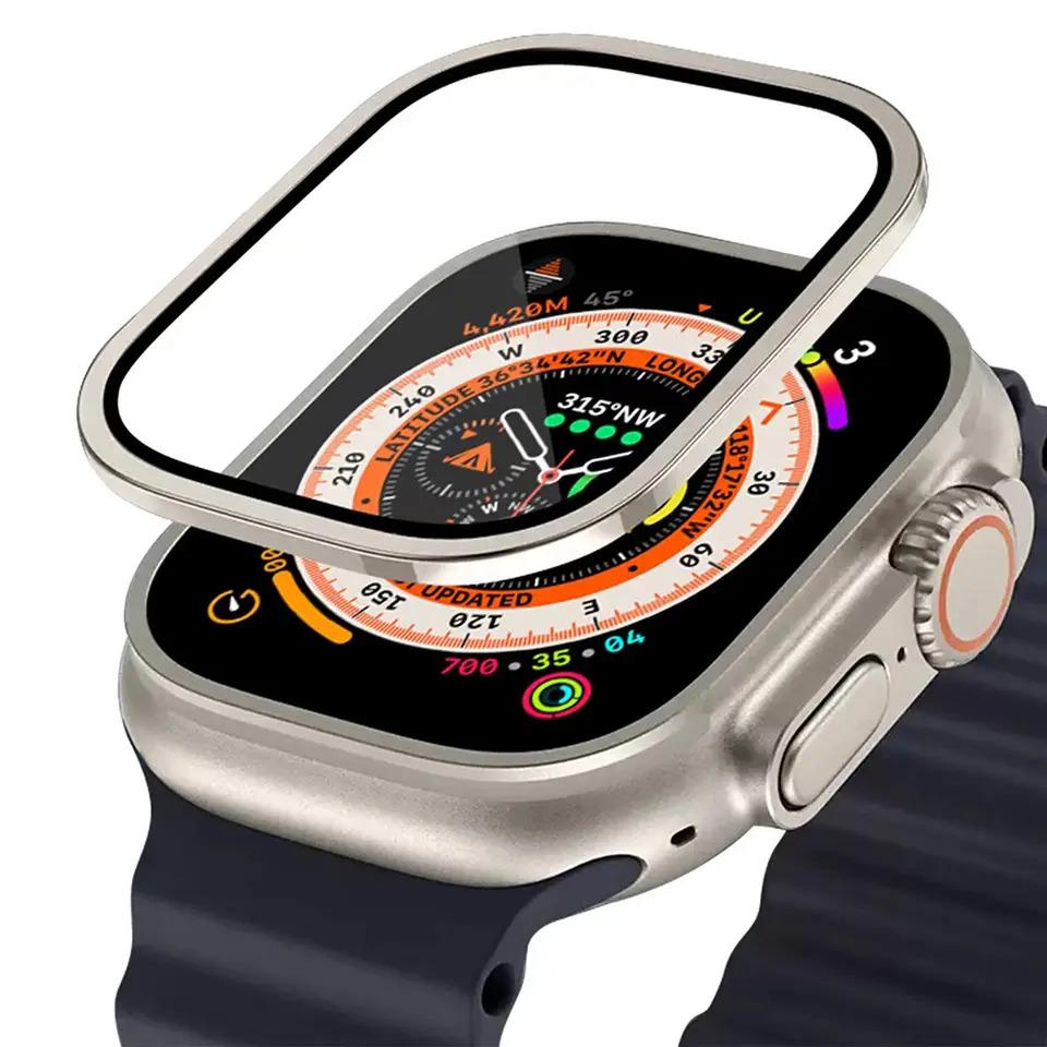 Корпус из алюминиевого сплава + закаленное стекло для Apple Watch Ultra 2 49 мм Защитная пленка от царапин для iWatch Ultra 49 мм
