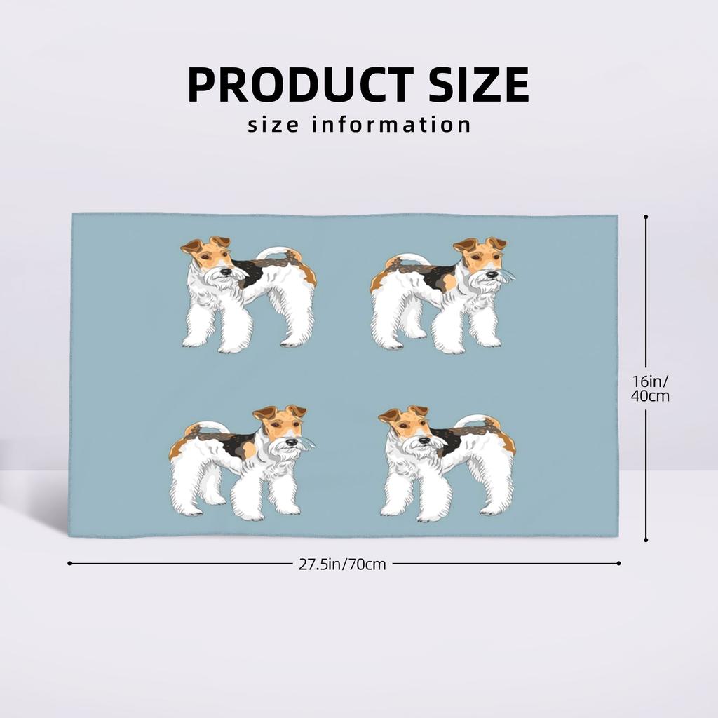 Retro Wire Haired Fox Terrier Design Soft Face Towel Quick Dry Pool Bath Cotton Towels Breathable