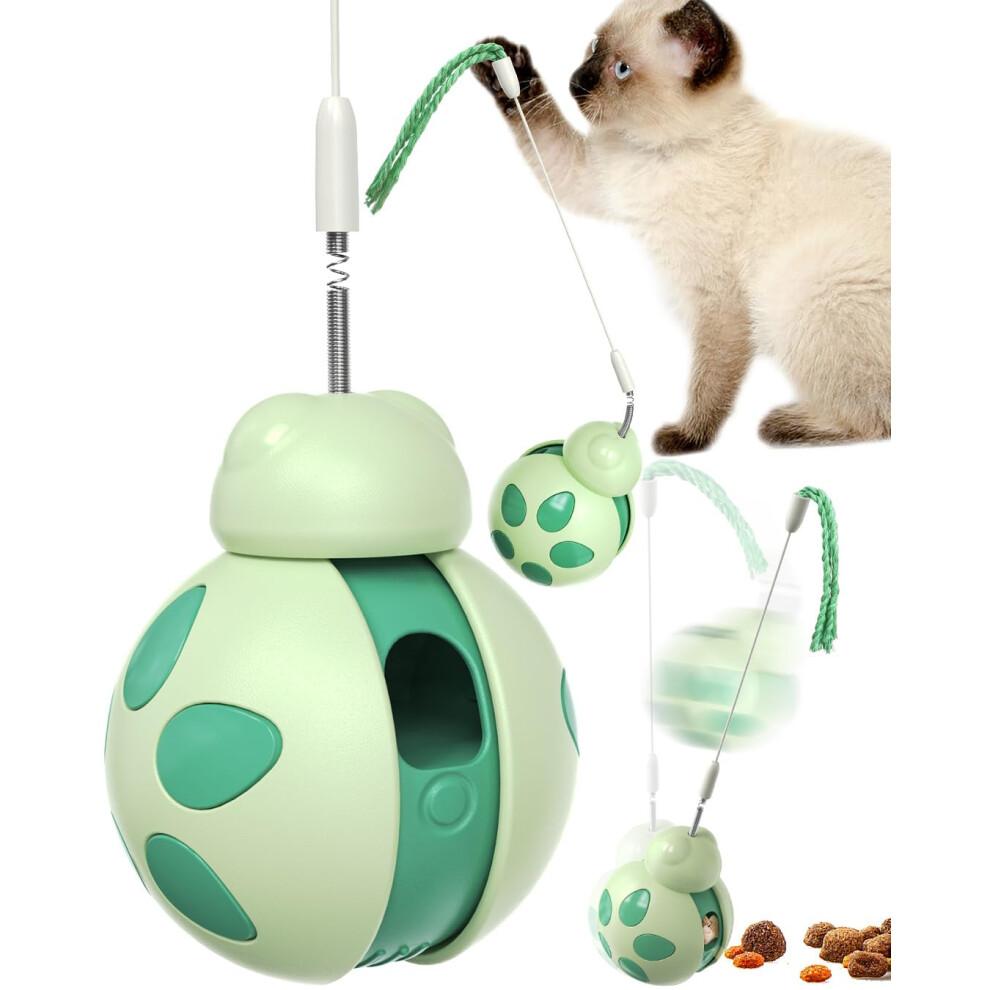CyunCmay Tumbler Cat Toys, Durable Cat Toys for Indoor Cats Adult, Balance Car Kitten Toys, Interactive Cat Toy with Teaser Wand/Treat Dispenser, Cat