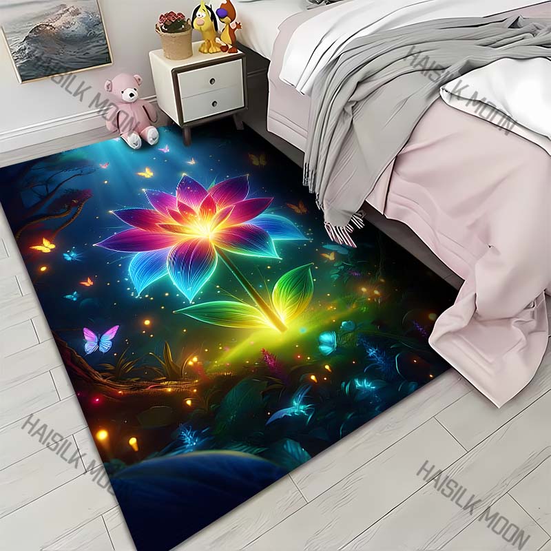 Fantasy Colorful Flowers Carpet for Living Room Bedroom Bedside Floor Mat Cloakroom Kids Activity Area Rugs Luxury Gifts