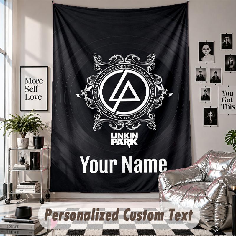 Wall Hanging Tapestry With Custom Name & Text, Linkin Park Decorative Tapestry For Bedroom