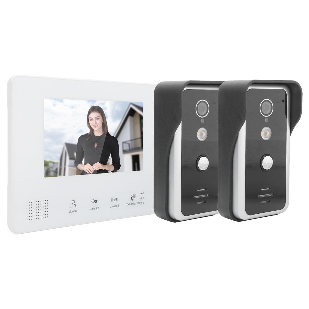 2?Проводная система видеодомофона 7-дюймовый монитор 2 камеры Высокое разрешение Ночное видение Домашний Интерком