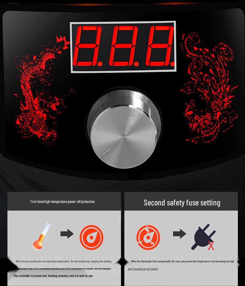 Электрическая фиолетовая медная двухфункциональная кастрюля для хот-пота: Регулируемая температура Шабу-Шабу Баранина Баранина Уголь и Подогреваемая Медная Кастрюля с Вилкой для Домашнего Использования