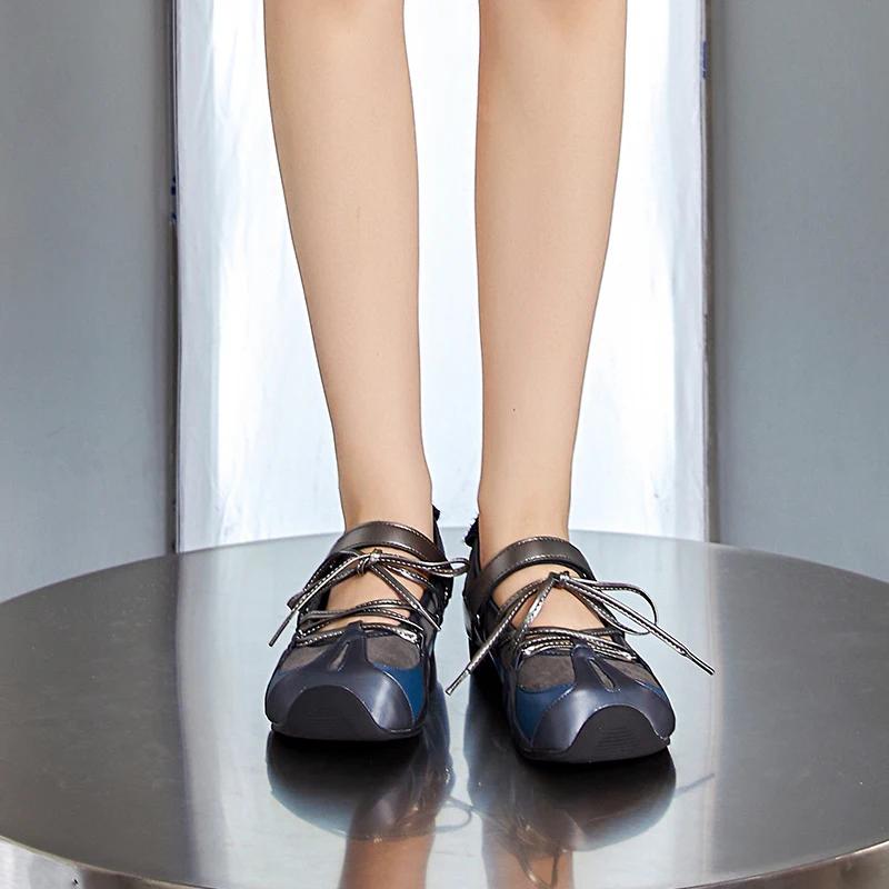 Модная женская обувь из натуральной коровьей кожи, новинка 2025 года, женские балетки Мэри Джейн на плоской подошве, нескользящие, на шнуровке, женские лоферы, большой размер