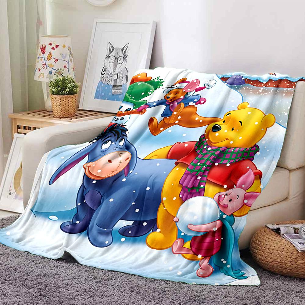 Winter Adventure Pooh Blanket Soft Throw Blanket For Home Bedroom Bed Sofa Travel Office Solid Christmas Blanket