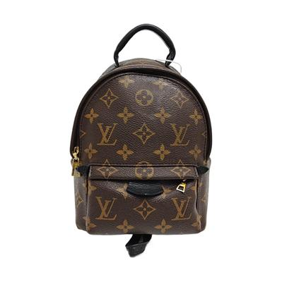 [Б/У] Мини-рюкзак Palm Springs из коричневого канваса с покрытием и монограммой, с золотой фурнитурой - Очень хорошее состояние #13PZPU3