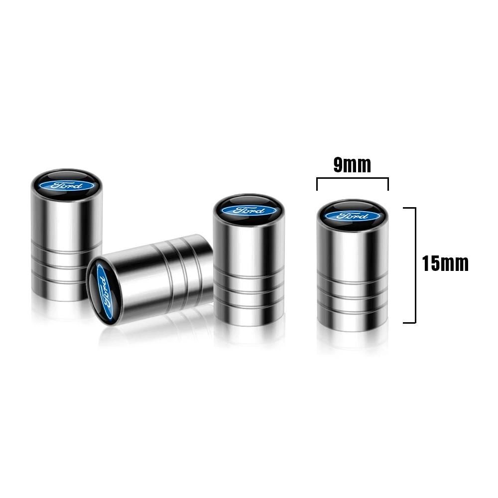 Car Sticker 2026 Ford 4pcs Metal Car Styling Wheel Tire Valve Air Stem Cap Covers For Ford Ranger Focus Kuga Mustang S-MAX Trans