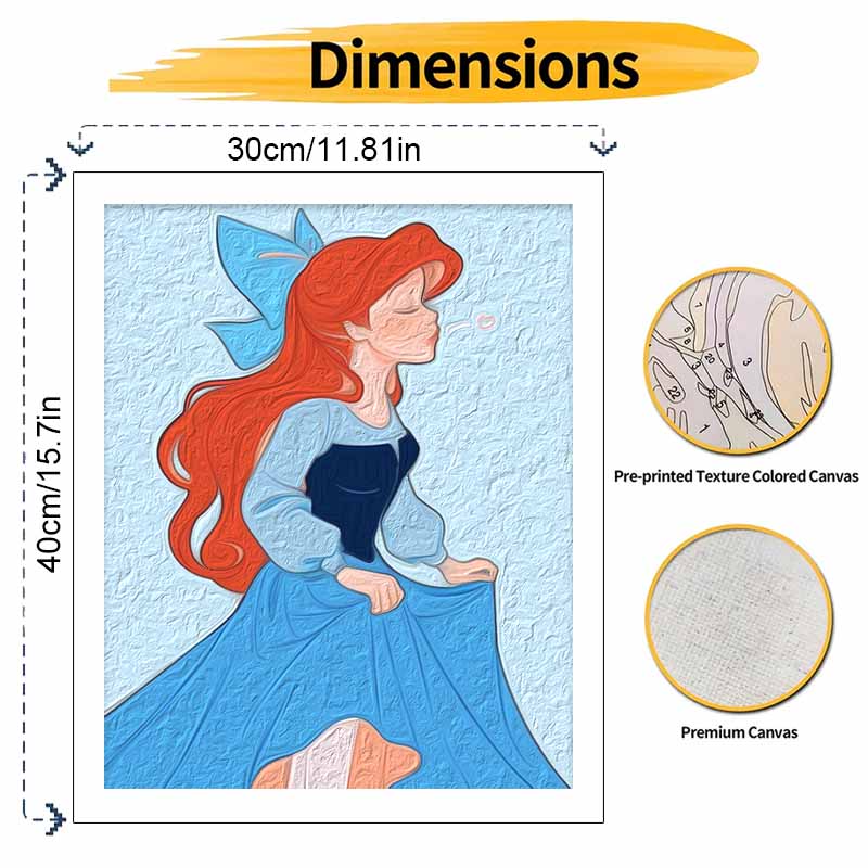 Disney Oil Painting Kit Ariel Home Bedroom Wall Decor Handmade Gift Princess Kissing